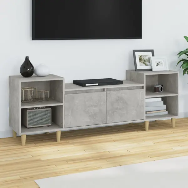 Gossi comoda tv, gri beton, 160x35x55 cm, lemn prelucrat