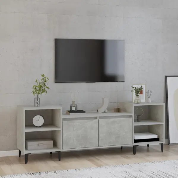 Gossi comoda tv, gri beton, 160x35x55 cm, lemn prelucrat