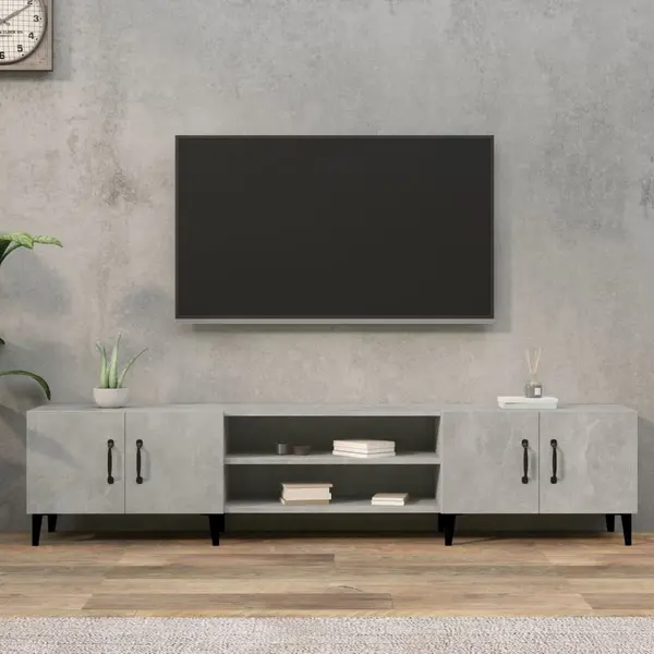 Gossi comoda tv, gri beton, 180x31,5x40 cm, lemn prelucrat