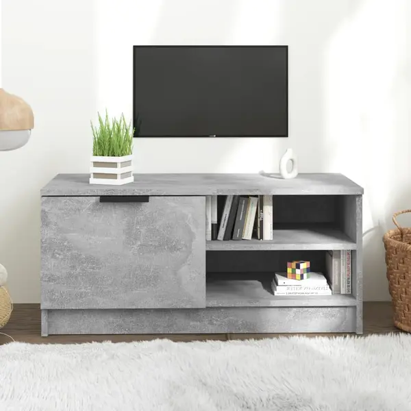 Gossi comoda tv, gri beton, 80x35x36,5 cm, lemn prelucrat