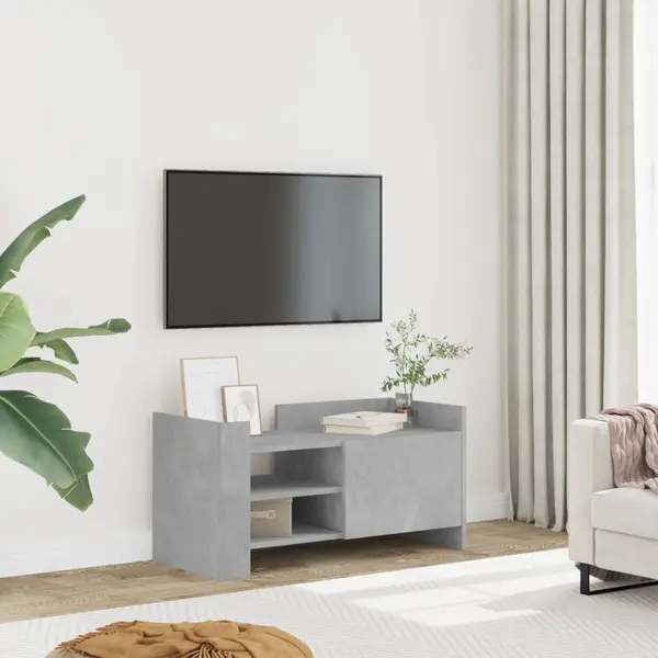 Gossi comoda tv, gri beton, 80x35x40 cm, lemn prelucrat