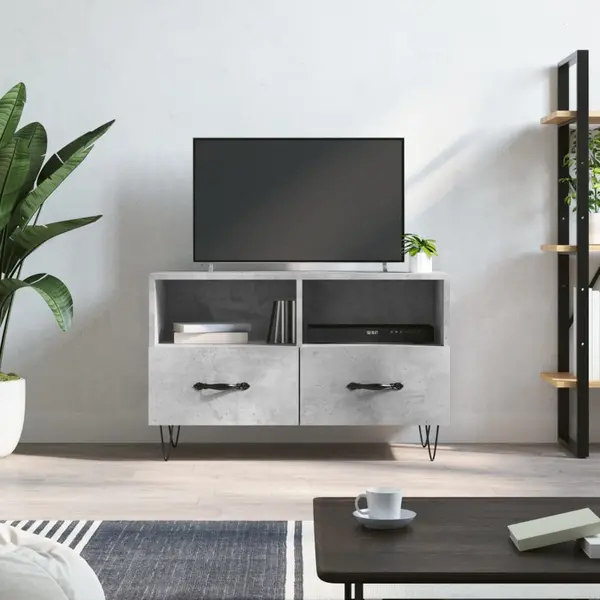 Gossi comoda tv, gri beton, 80x36x50 cm, lemn compozit