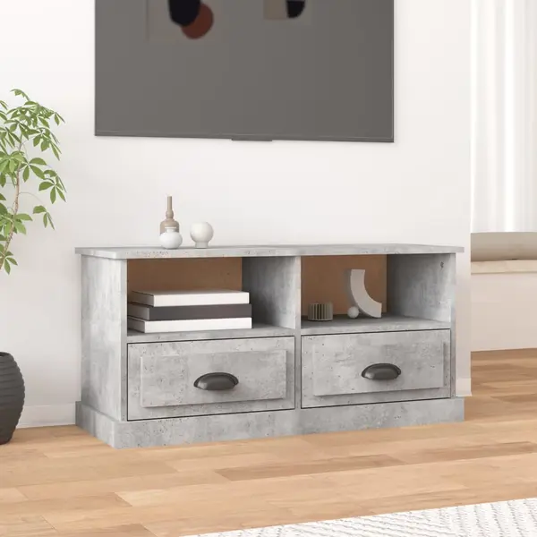 Gossi comoda tv, gri beton, 93x35,5x45 cm, lemn prelucrat