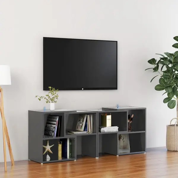 Gossi comoda tv, gri extralucios, 104x30x52 cm, pal