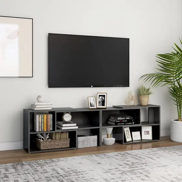 Gossi comoda tv, gri extralucios, 149x30x52 cm, pal