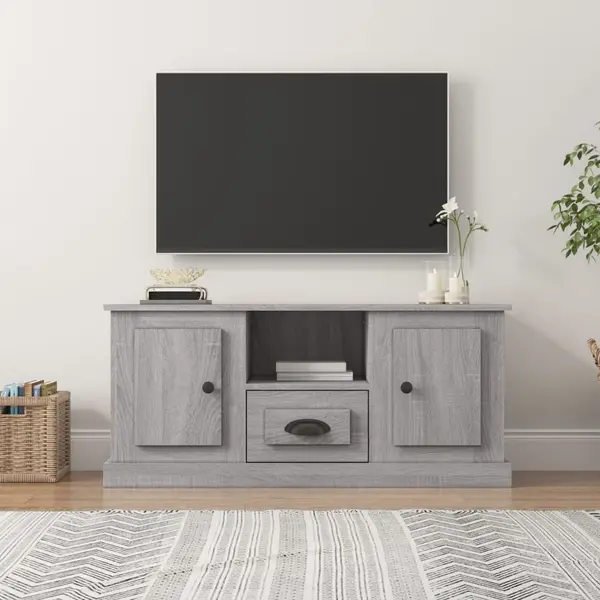 Gossi comoda tv, gri sonoma, 100x35,5x45 cm, lemn prelucrat
