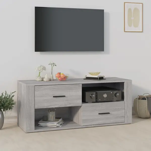 Gossi comoda tv, gri sonoma, 100x35x40 cm, lemn prelucrat