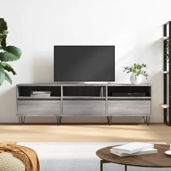Gossi comoda tv, gri sonoma, 150x30x44,5 cm, lemn prelucrat