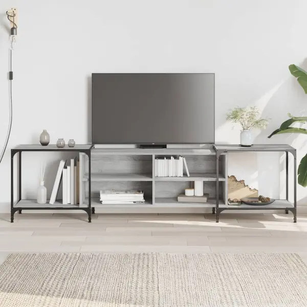 Gossi comoda tv, gri sonoma, 203x37x50 cm, lemn prelucrat