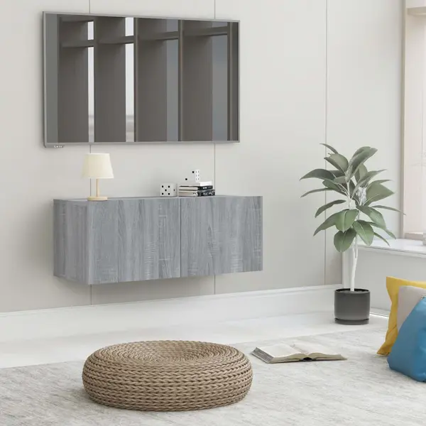 Gossi comoda tv, gri sonoma, 80x30x30 cm, lemn prelucrat