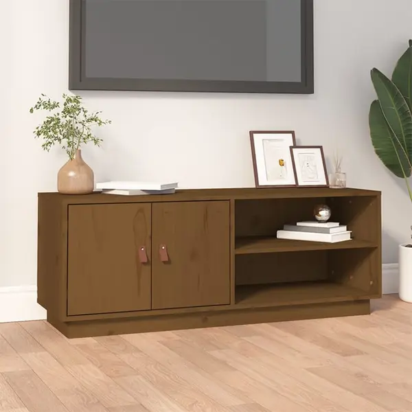 Gossi comoda tv, maro miere, 105x34x40 cm, lemn masiv de pin