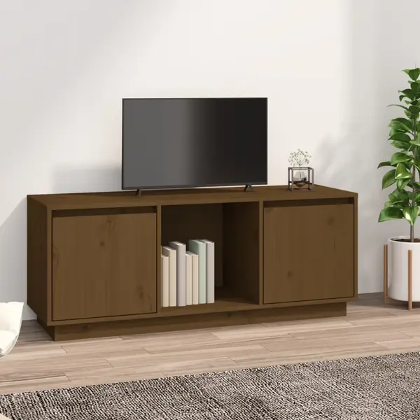 Gossi comoda tv, maro miere, 110,5x35x44 cm, lemn masiv de pin