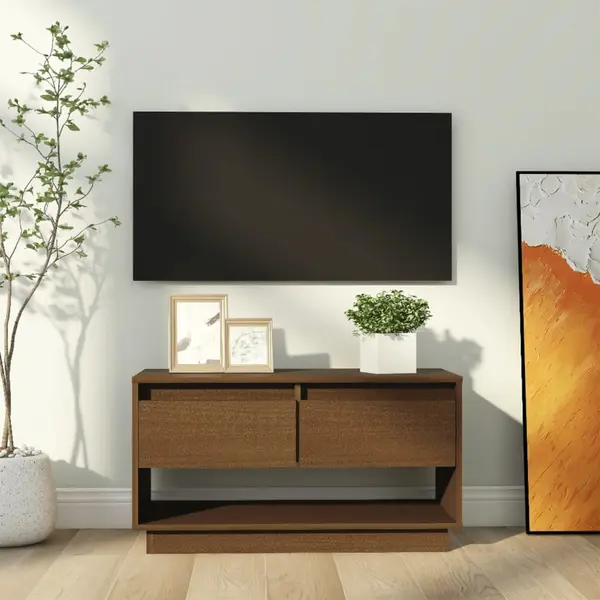 Gossi comoda tv, maro miere, 74x34x40 cm, lemn masiv de pin