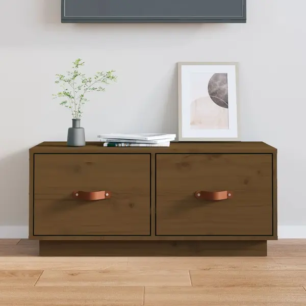 Gossi comoda tv, maro miere, 80x34x35 cm, lemn masiv de pin