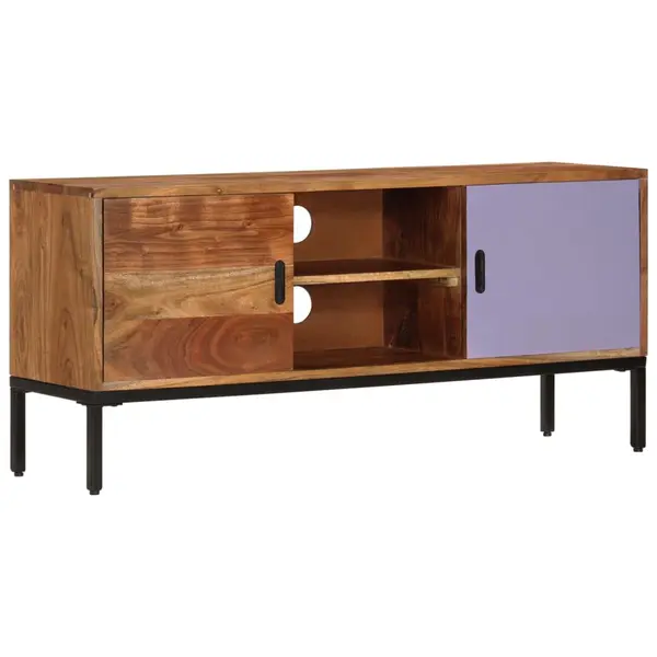 Gossi comoda tv, maro miere/gri, 110x30x50 cm, lemn masiv de acacia