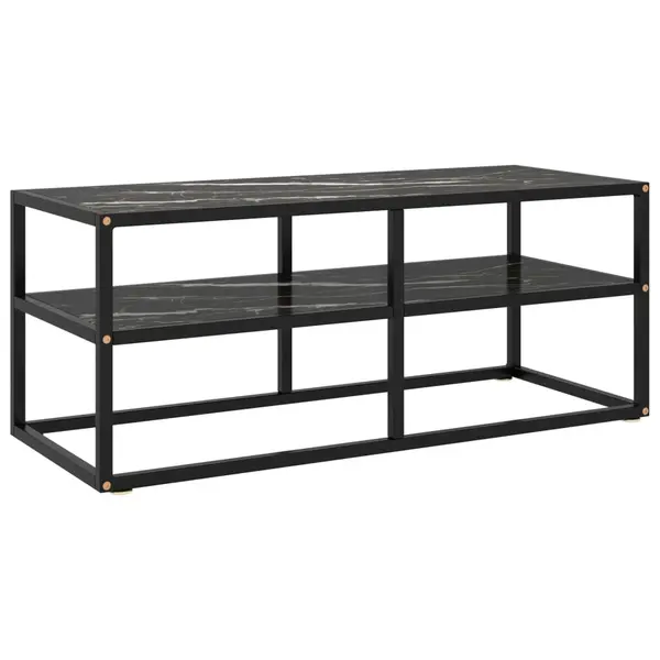 Gossi comoda tv, negru, 100 x 40 x 40 cm, sticla de marmura neagra