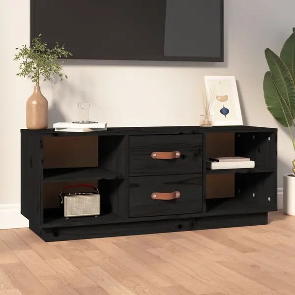 Gossi comoda tv, negru, 100x34x40 cm, lemn masiv de pin