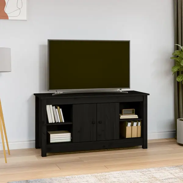 Gossi comoda tv, negru, 103x36,5x52 cm, lemn masiv de pin