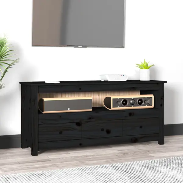 Gossi comoda tv, negru, 114x35x52 cm, lemn masiv de pin