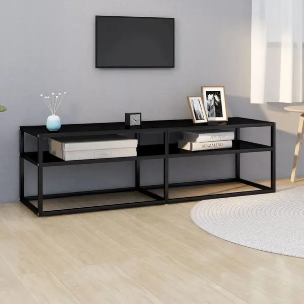 Gossi comoda tv, negru, 140x40x40,5 cm, sticla securizata