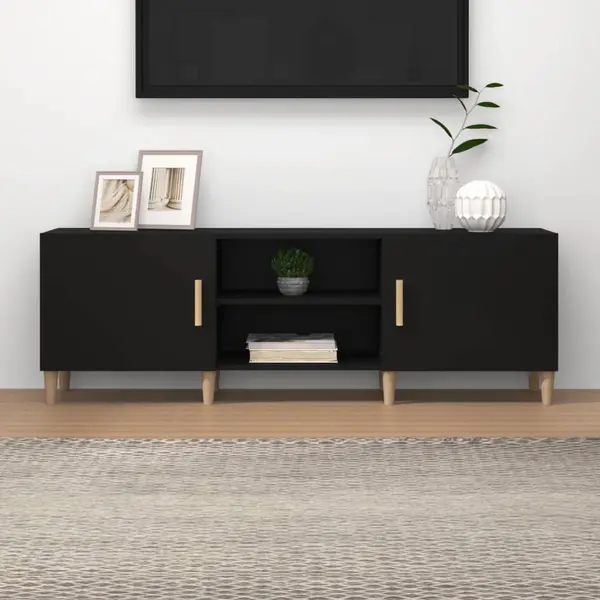Gossi comoda tv, negru, 150x30x50 cm, lemn compozit