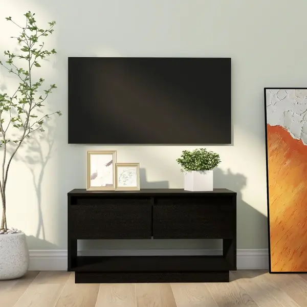 Gossi comoda tv, negru, 74x34x40 cm, lemn masiv de pin