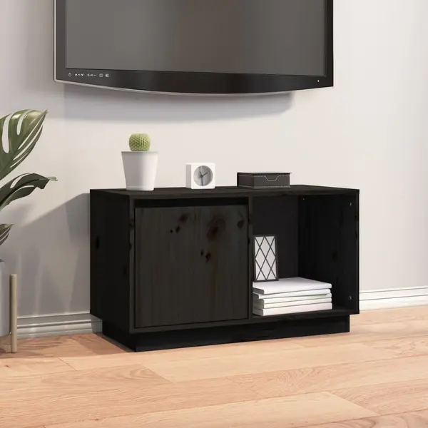 Gossi comoda tv, negru, 74x35x44 cm, lemn masiv de pin