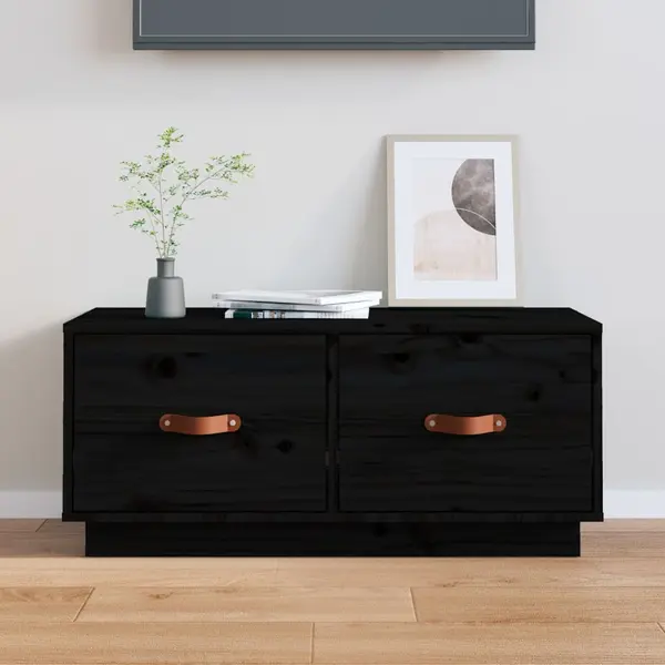 Gossi comoda tv, negru, 80x34x35 cm, lemn masiv de pin