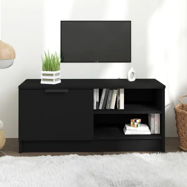 Gossi comoda tv, negru, 80x35x36,5 cm, lemn prelucrat