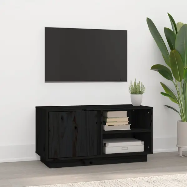 Gossi comoda tv, negru, 80x35x40,5 cm, lemn masiv de pin