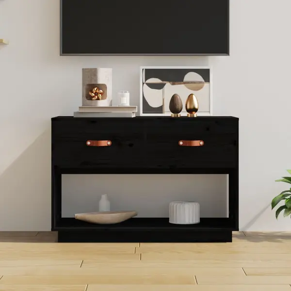 Gossi comoda tv, negru, 90x40x60 cm, lemn masiv de pin