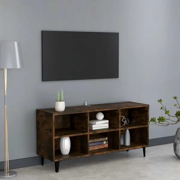 Gossi comoda tv, picioare din metal, stejar fumuriu, 103,5x30x50 cm