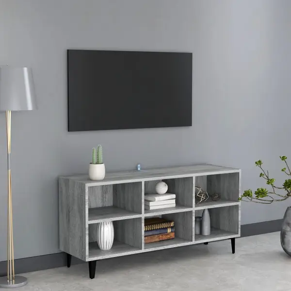 Gossi comoda tv picioare din metal, stejar sonoma gri, 103,5x30x50 cm