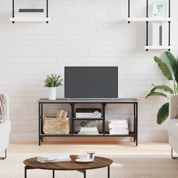 Gossi comoda tv, sonoma gri, 100x35x45 cm, lemn prelucrat & fier