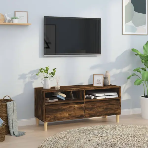 Gossi comoda tv, stejar fumuriu, 100x34,5x44,5 cm, lemn prelucrat