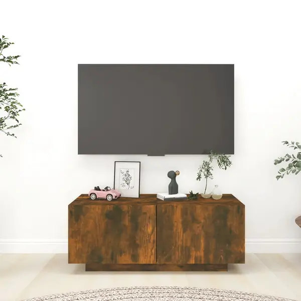 Gossi comoda tv, stejar fumuriu, 100x35x40 cm, lemn prelucrat