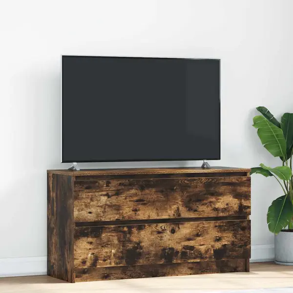 Gossi comoda tv, stejar fumuriu, 100x35x54 cm, lemn compozit