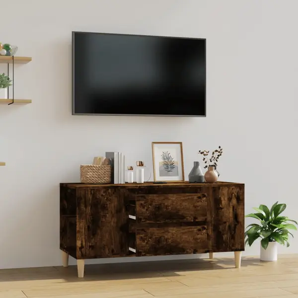 Gossi comoda tv, stejar fumuriu, 102x44,5x50 cm, lemn prelucrat