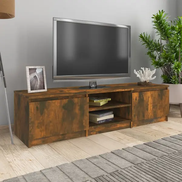 Gossi comoda tv, stejar fumuriu, 140x40x35,5 cm, lemn prelucrat
