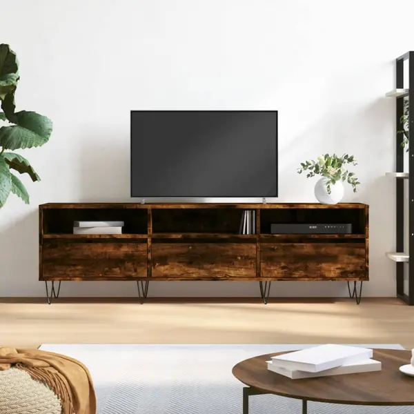 Gossi comoda tv, stejar fumuriu, 150x30x44,5 cm, lemn prelucrat