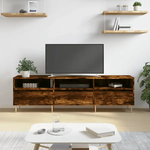 Gossi comoda tv, stejar fumuriu, 150x30x44,5 cm, lemn prelucrat
