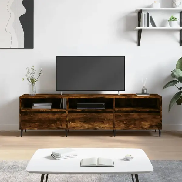 Gossi comoda tv, stejar fumuriu, 150x30x44,5 cm, lemn prelucrat