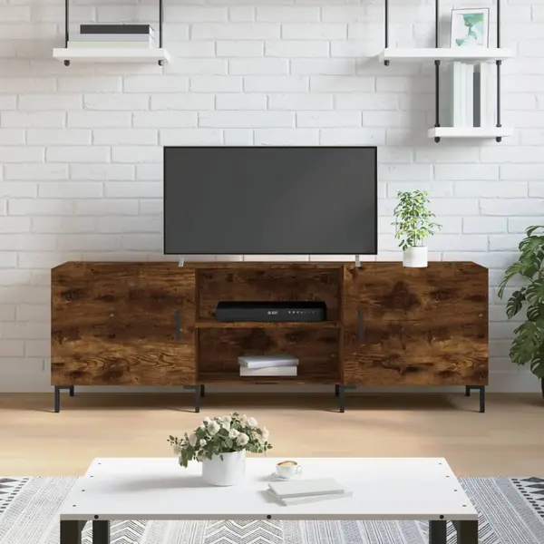 Gossi comoda tv, stejar fumuriu, 150x30x50 cm, lemn compozit