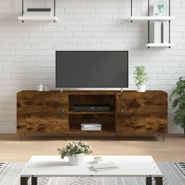 Gossi comoda tv, stejar fumuriu, 150x30x50 cm, lemn compozit