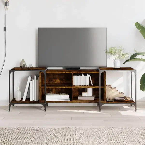 Gossi comoda tv, stejar fumuriu, 150x37x50 cm, lemn compozit