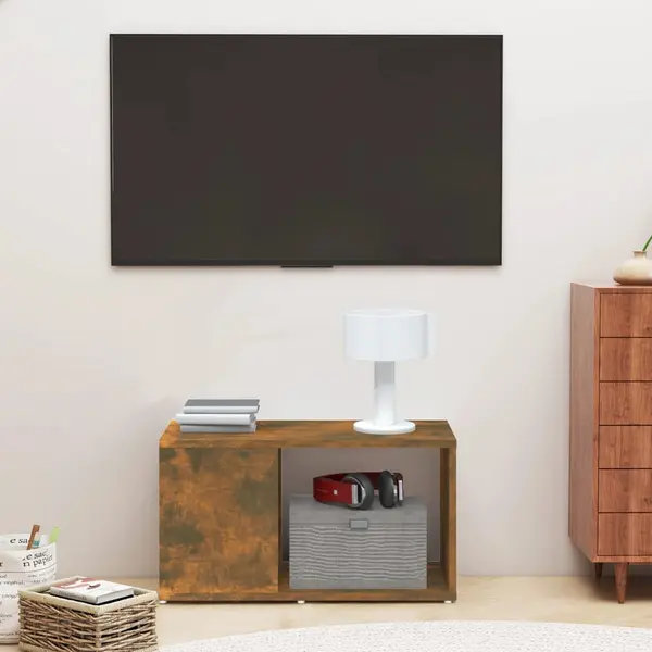 Gossi comoda tv, stejar fumuriu, 60x24x32 cm, lemn compozit
