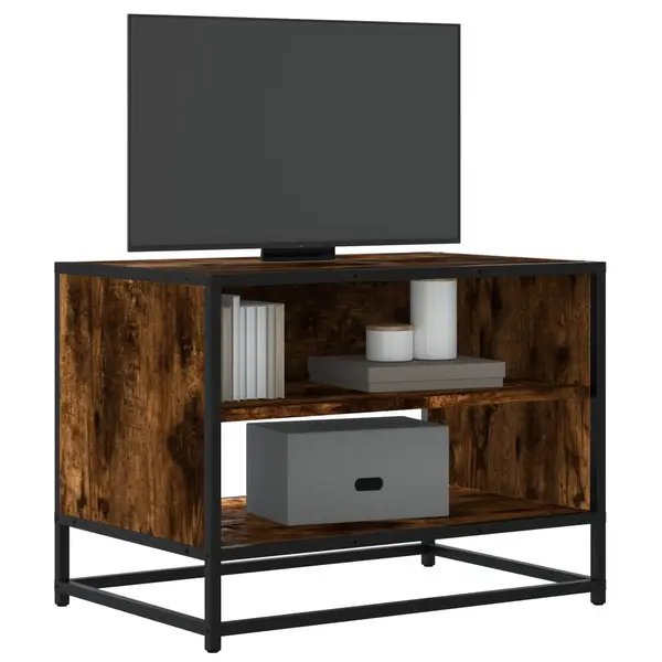 Gossi comoda tv, stejar fumuriu, 61x40x46 cm lemn prelucrat si metal