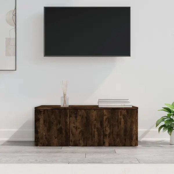 Gossi comoda tv, stejar fumuriu, 80x34x30 cm, lemn prelucrat