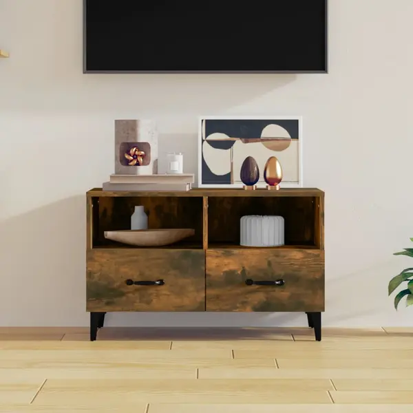 Gossi comoda tv, stejar fumuriu, 80x36x50 cm, lemn prelucrat