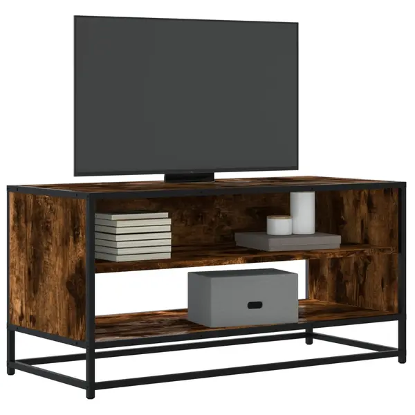 Gossi comoda tv, stejar fumuriu, 91x40x46 cm lemn prelucrat si metal